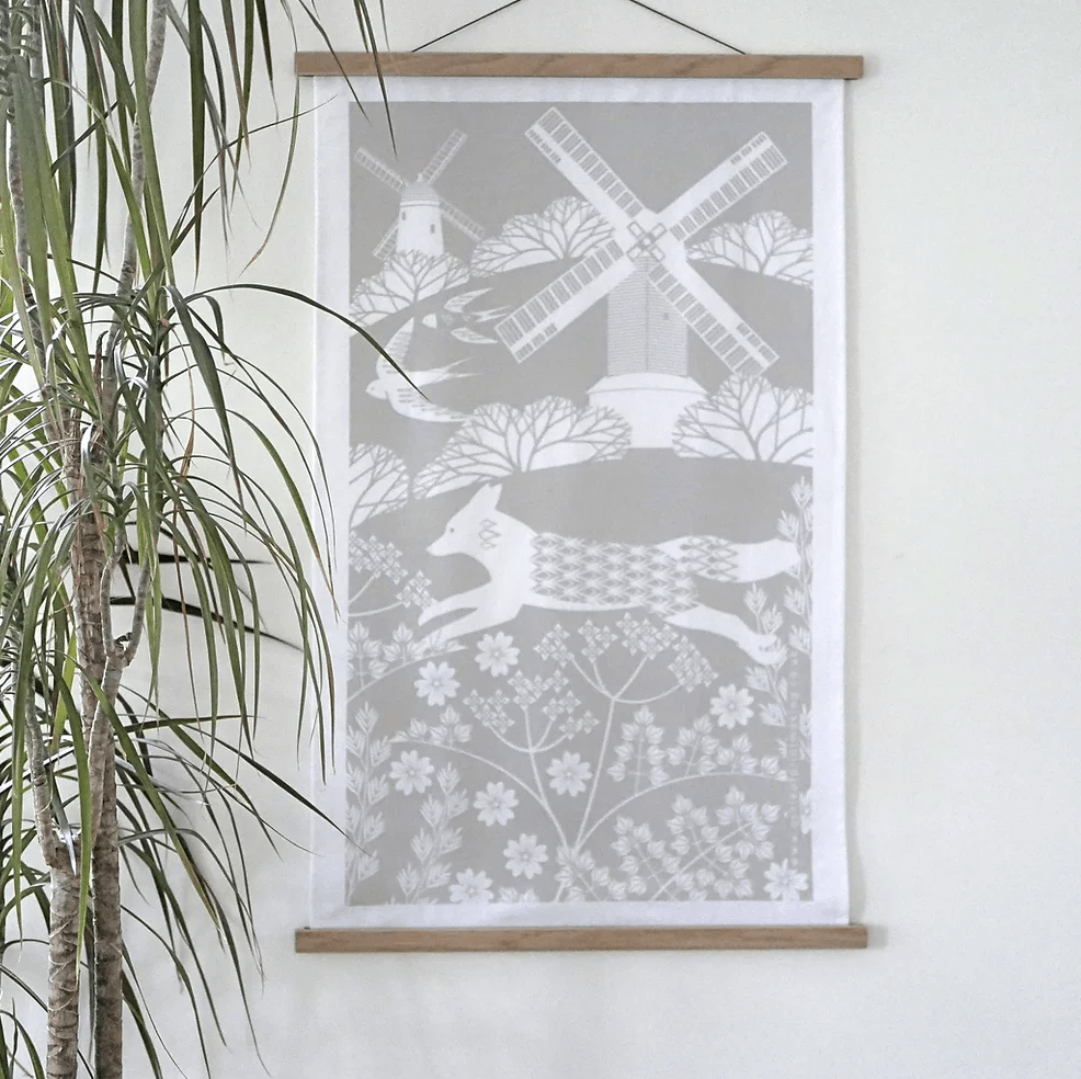 Tea Towel Grey Fox Tea Towel homeware shops bristol gift shops bristol Ash Leaf Printmaking