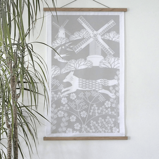 Tea Towel Grey Fox Tea Towel homeware shops bristol gift shops bristol Ash Leaf Printmaking
