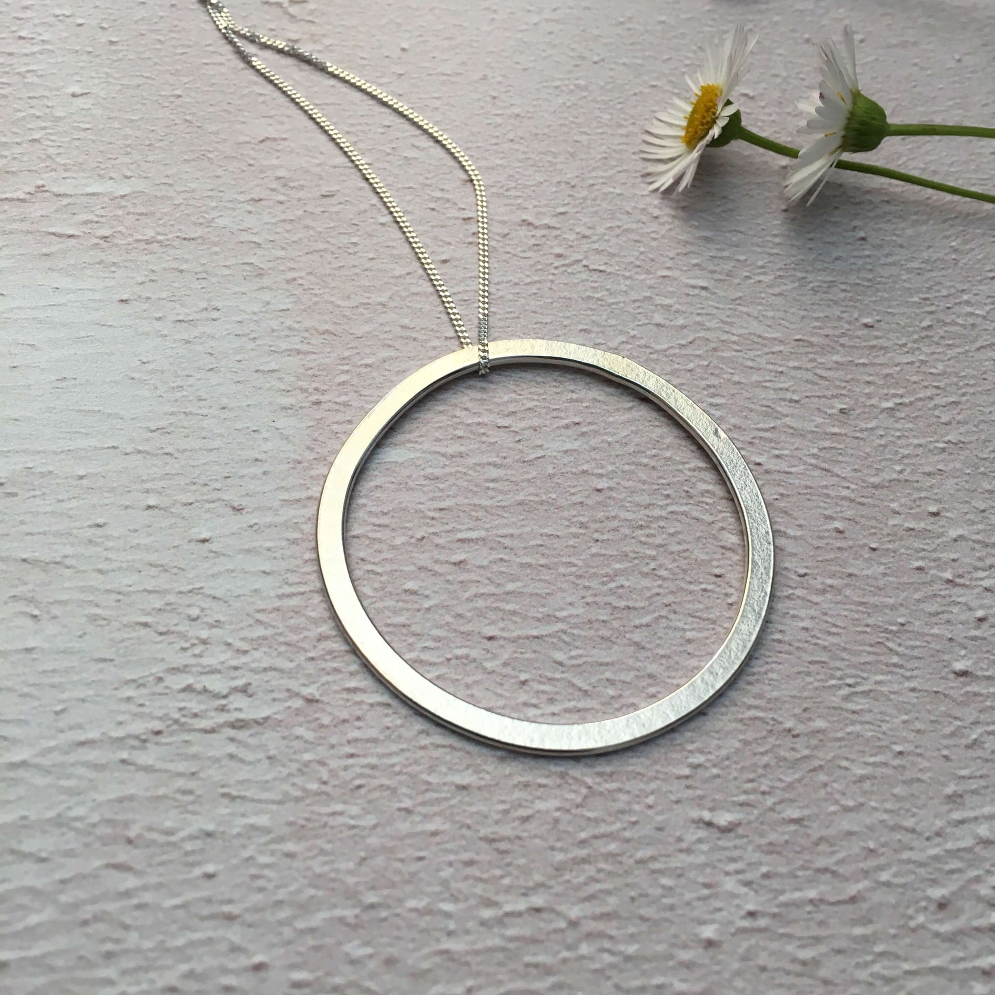 Necklace Large Circle Pendant - Paper Printed Sterling Silver homeware shops bristol gift shops bristol Ava & Bea