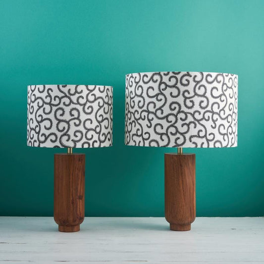 Lampshade 30cm African wax print drum lampshade - Black & White swirls homeware shops bristol gift shops bristol Bespoke Binny