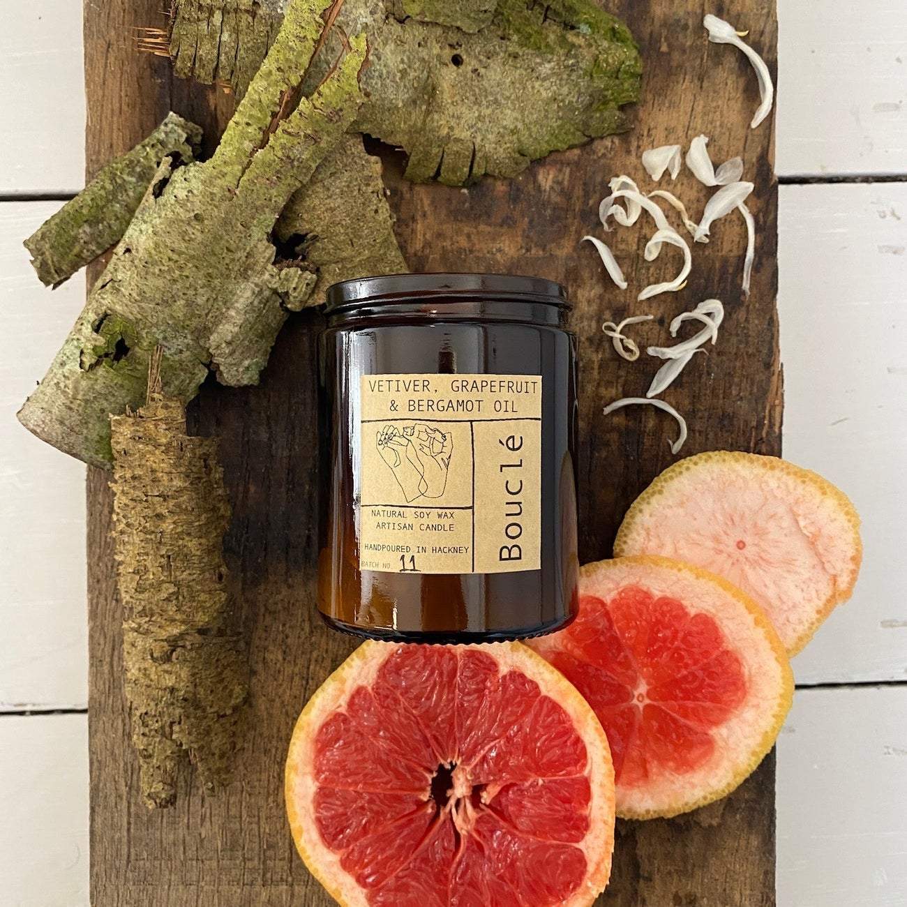 Candle Vetiver, Grapefruit & Bergamot Oil candle homeware shops bristol gift shops bristol Bouclé