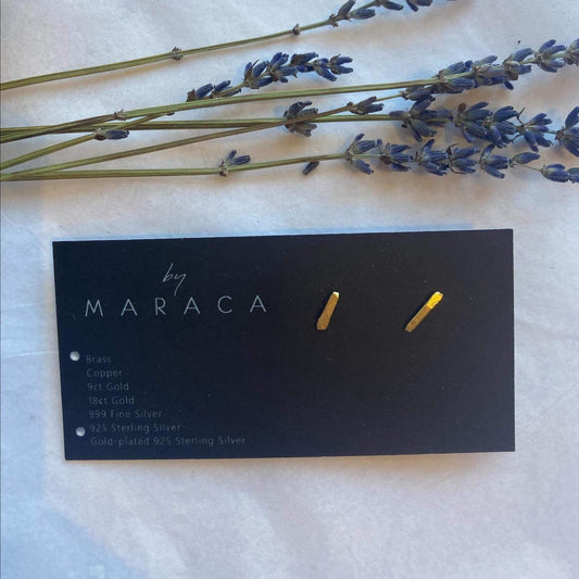 Earrings BASE - Small Line Studs - Brass homeware shops bristol gift shops bristol By Maraca