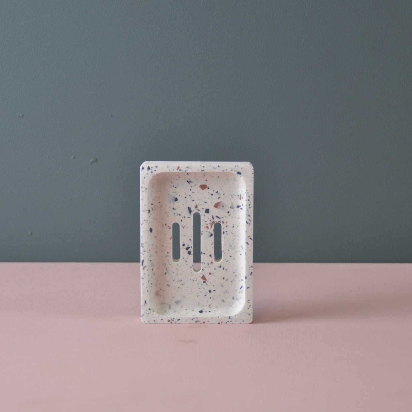 Soap Dish White Earth Mix Terrazzo Jesmonite Soap Dish - Rectangle homeware shops bristol gift shops bristol Calico Collective