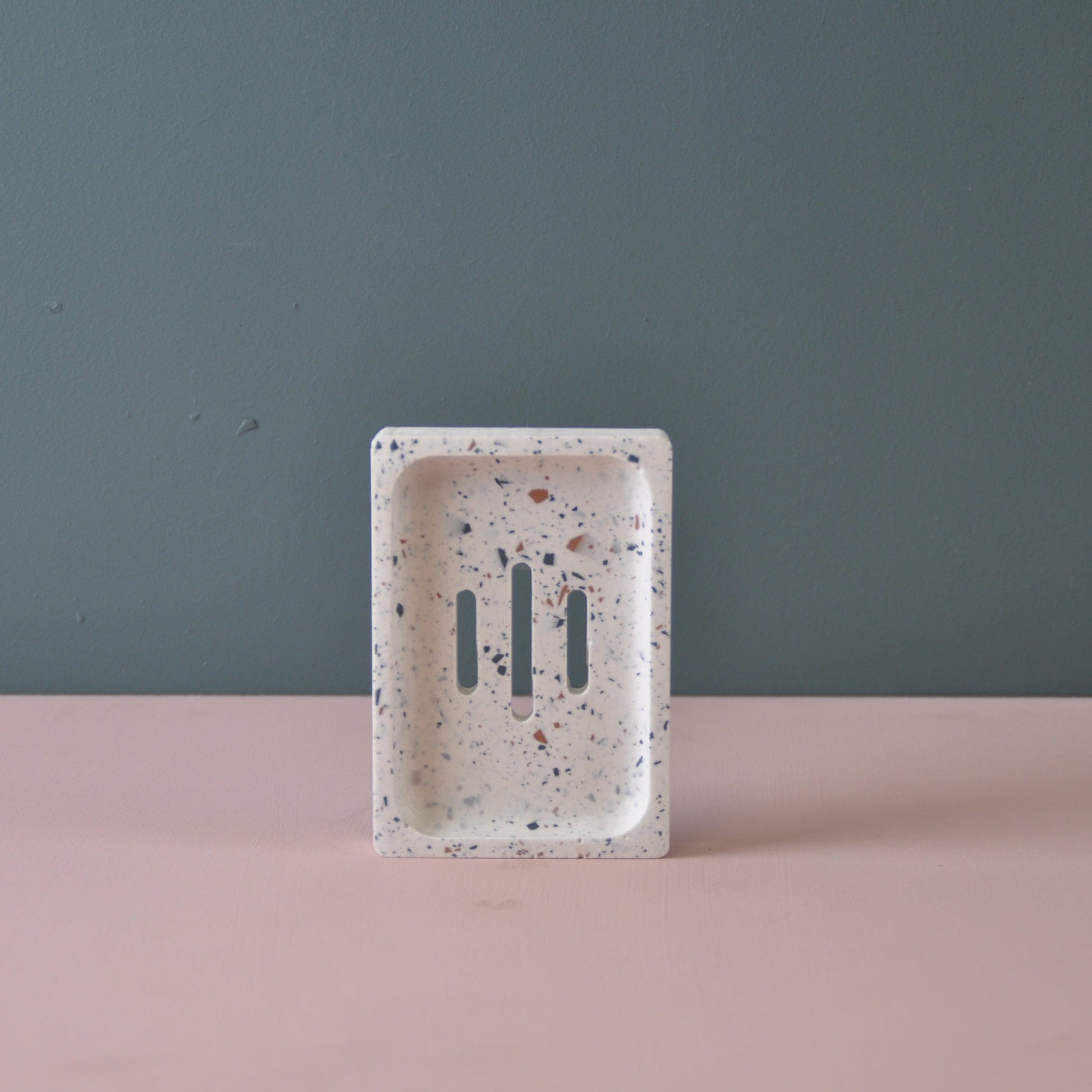 Soap Dish White Earth Mix Terrazzo Jesmonite Soap Dish - Rectangle homeware shops bristol gift shops bristol Calico Collective