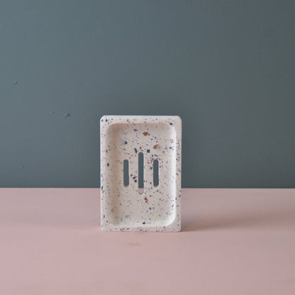Soap Dish White Earth Mix Terrazzo Jesmonite Soap Dish - Rectangle homeware shops bristol gift shops bristol Calico Collective