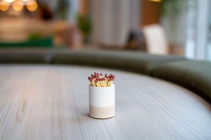 Vessel Ecru Jesmonite Match Striker Pot - Various Colours homeware shops bristol gift shops bristol Calico Collective