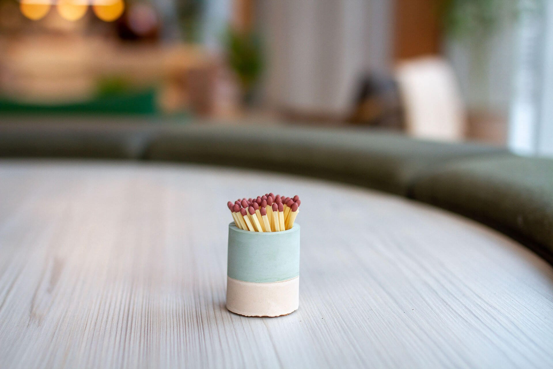 Vessel Sage Jesmonite Match Striker Pot - Various Colours homeware shops bristol gift shops bristol Calico Collective
