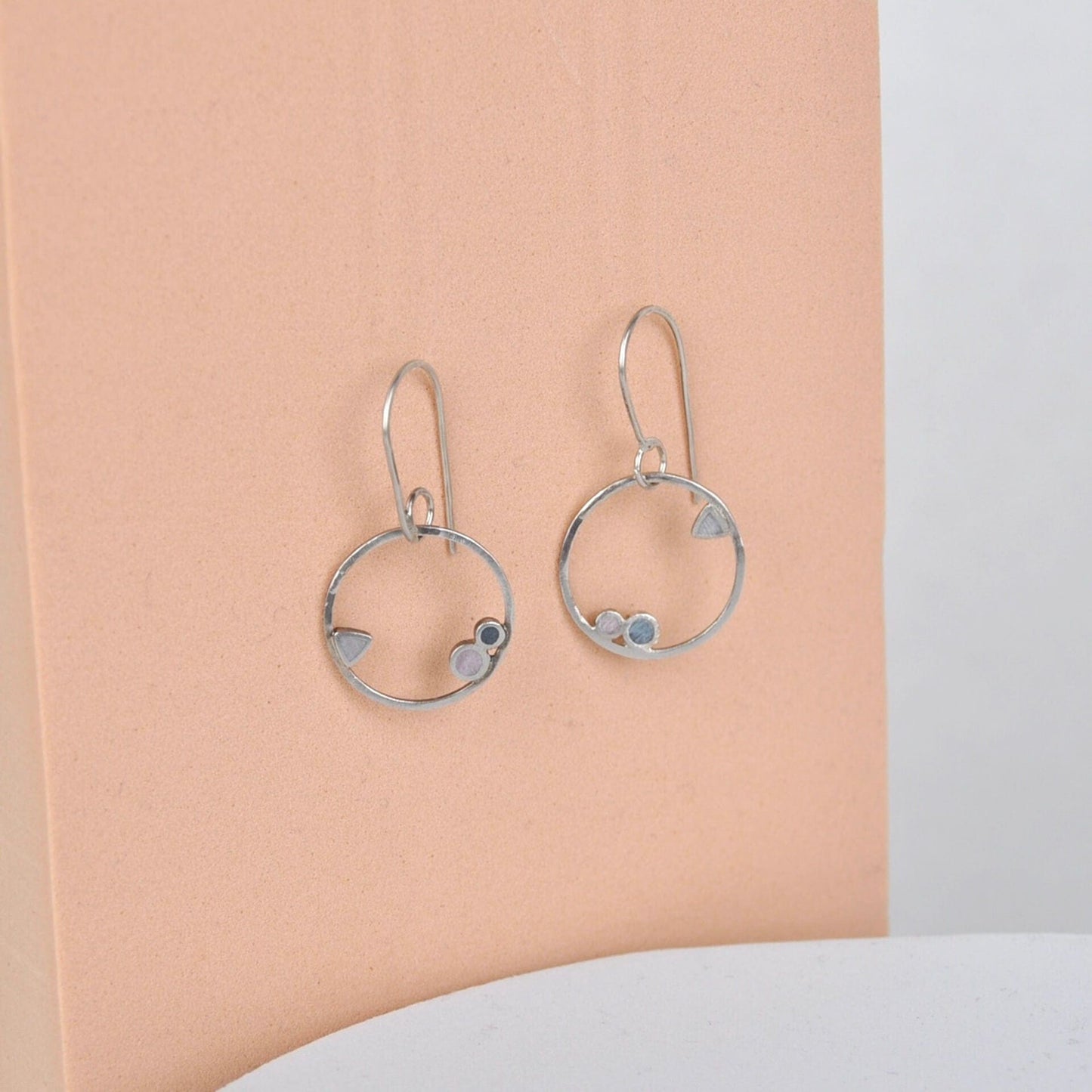 Earrings Pink/Light Grey/Dark Grey Circles Small Inside Dot Hoop Earring homeware shops bristol gift shops bristol Clare Lloyd