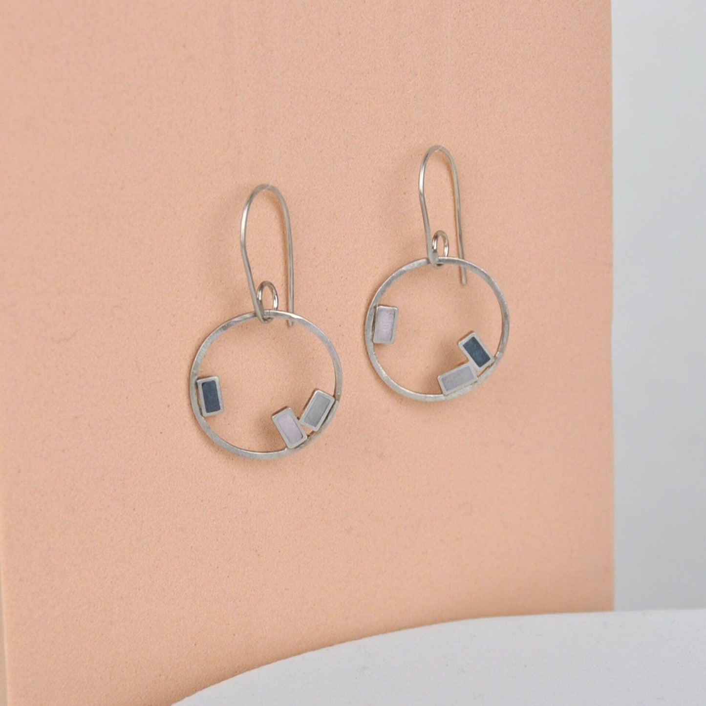 Earrings Pink/Light Grey/Dark Grey rectangles Small Inside Dot Hoop Earring homeware shops bristol gift shops bristol Clare Lloyd