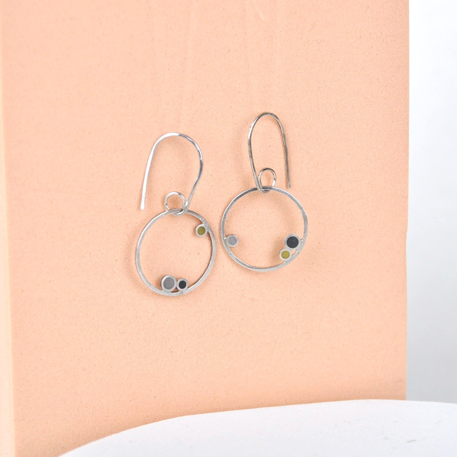 Earrings Yellow/Grey/Black circles Small Inside Dot Hoop Earring homeware shops bristol gift shops bristol Clare Lloyd