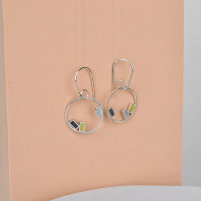 Earrings Yellow/Grey/Black rectangles Small Inside Dot Hoop Earring homeware shops bristol gift shops bristol Clare Lloyd