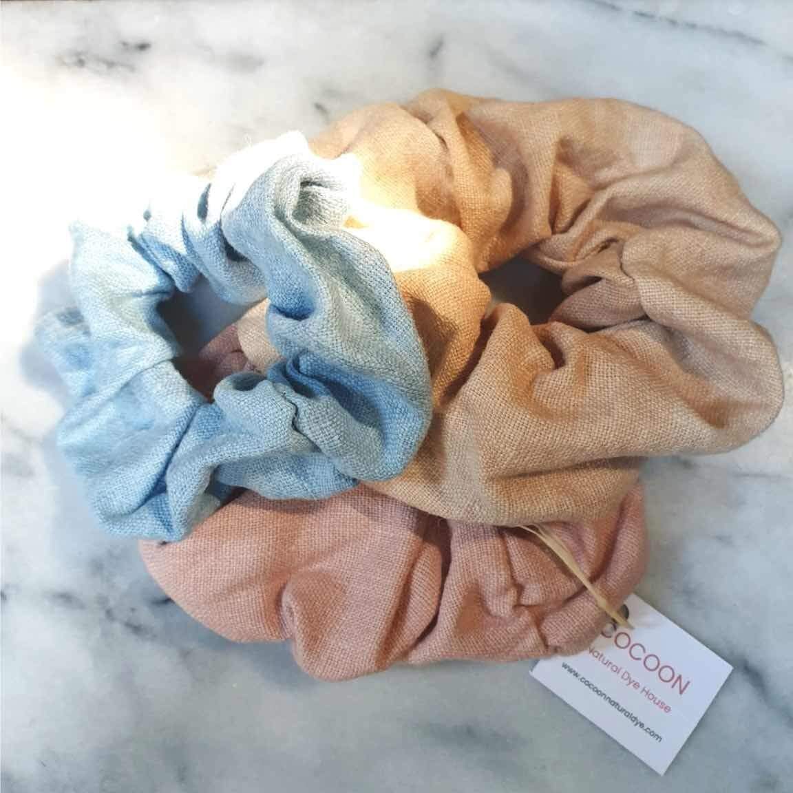 Scrunchies Naturally Dyed Organic Linen Scrunchie homeware shops bristol gift shops bristol COCOON Natural Dye House