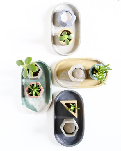 Tray Concrete Shapes Dish - Oval homeware shops bristol gift shops bristol Fern