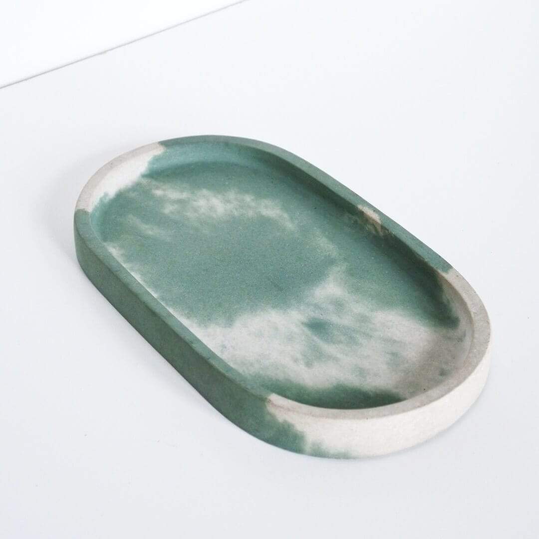 Tray Green Marble Concrete Shapes Dish - Oval homeware shops bristol gift shops bristol Fern