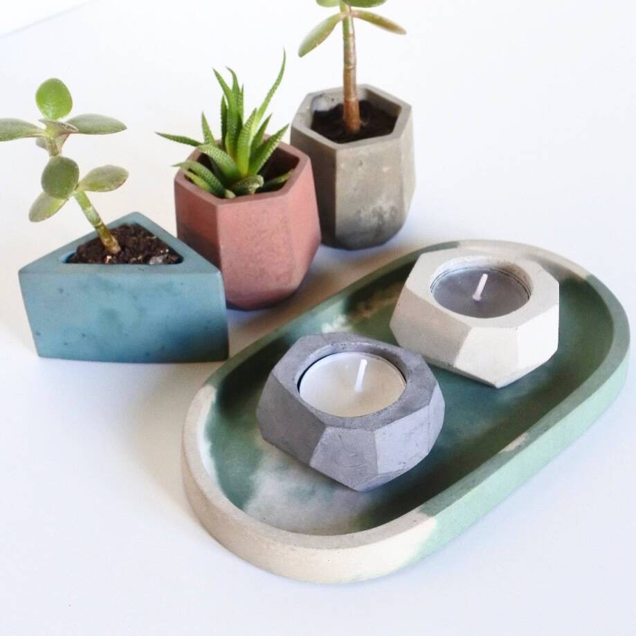 Vessel Concrete Tea light Holder (5 colours available) homeware shops bristol gift shops bristol Fern