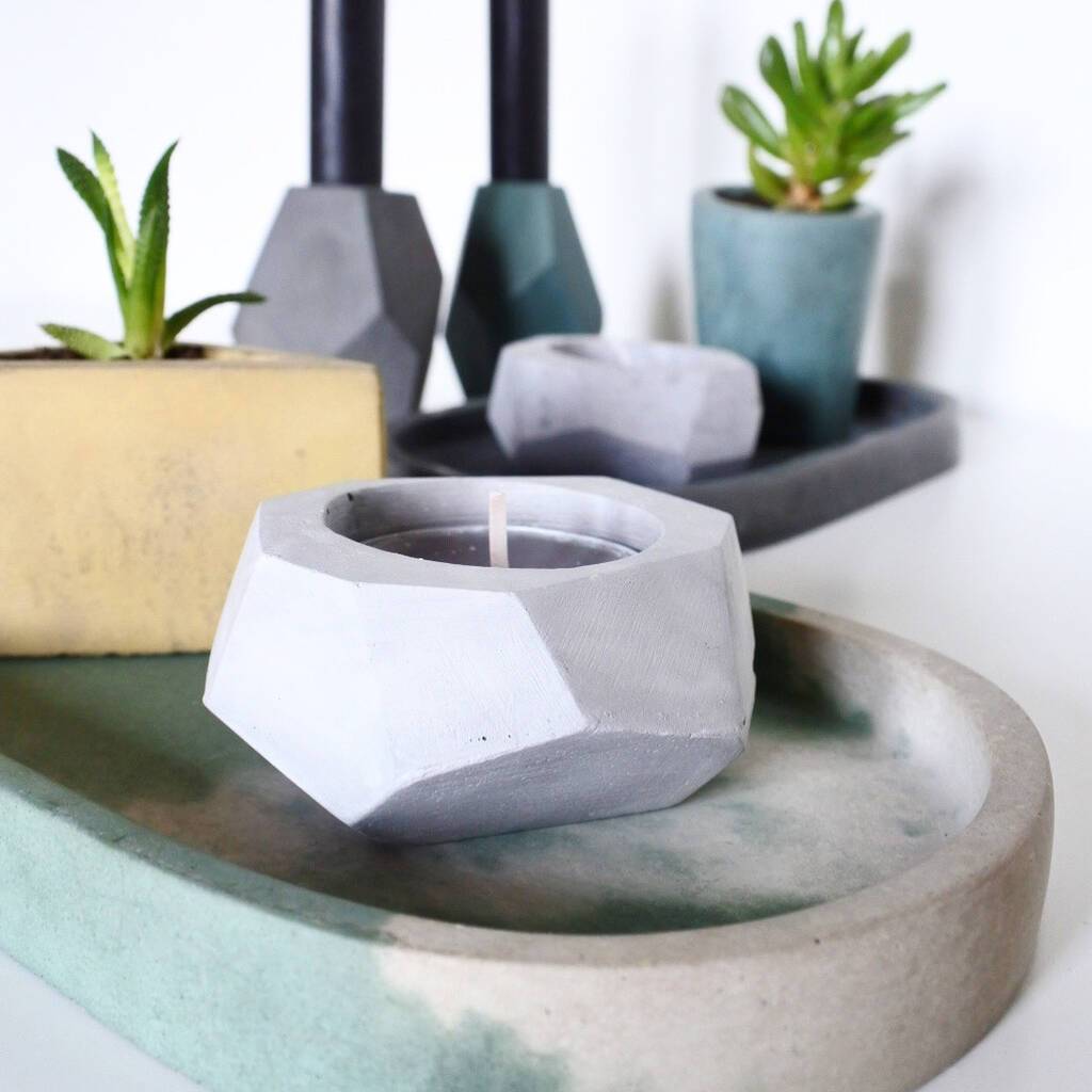 Vessel Concrete Tea light Holder (5 colours available) homeware shops bristol gift shops bristol Fern