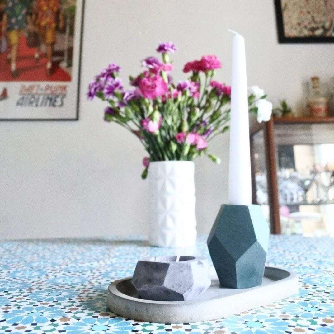Candle Holder Teal Concrete Candle Stick Holder homeware shops bristol gift shops bristol Fern