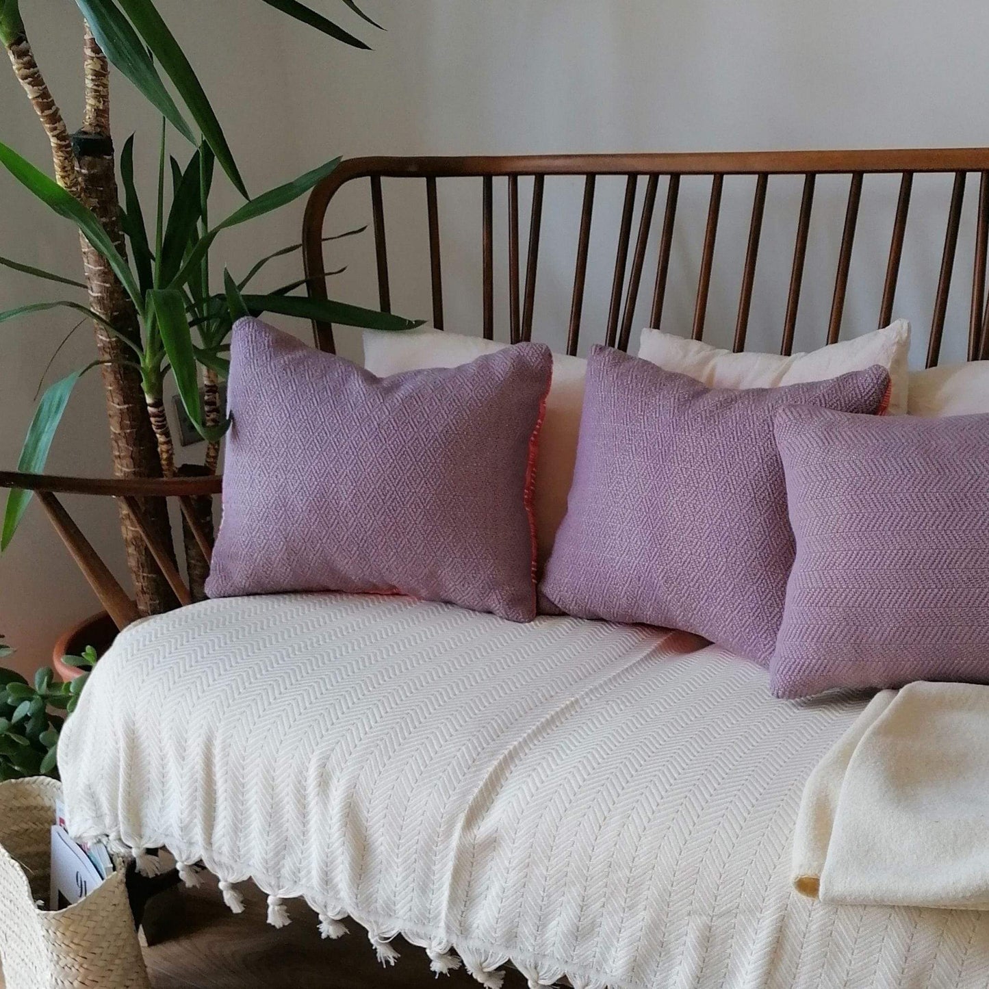 Cushion Lilac & Pink Handwoven Cushion homeware shops bristol gift shops bristol Honest Weaves