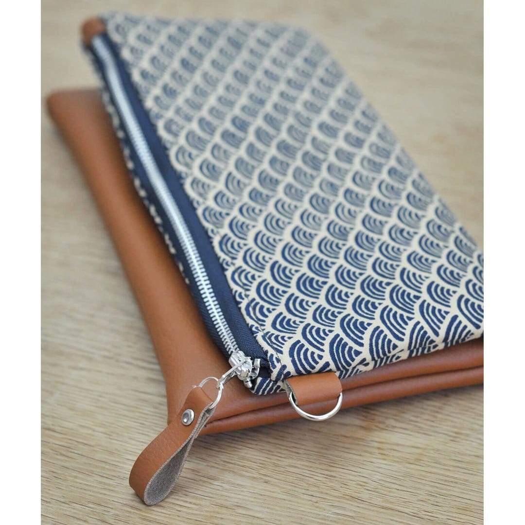 Bag Blue Wave Dahlia Fold Over Bag homeware shops bristol gift shops bristol Lauren Holloway