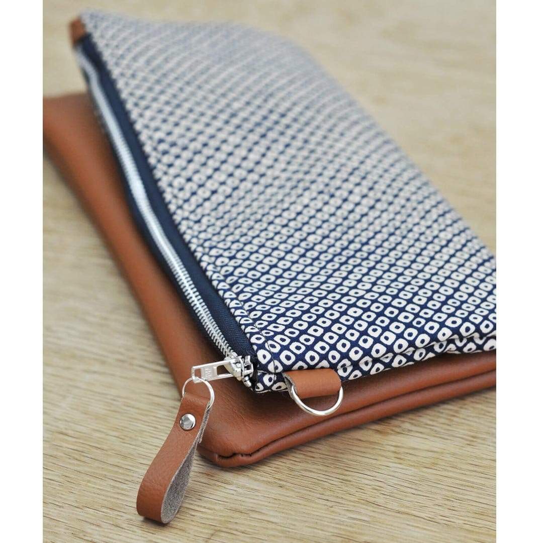 Bag Navy Diamond Dahlia Fold Over Bag homeware shops bristol gift shops bristol Lauren Holloway