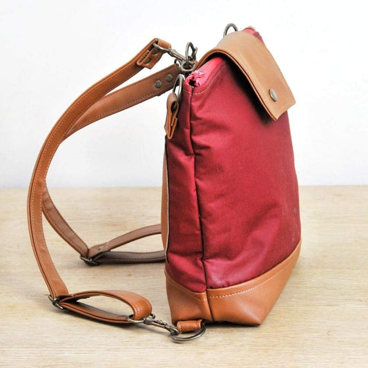 Bag Medium Convertible Backpack In Red Wax Canvas homeware shops bristol gift shops bristol Lauren Holloway