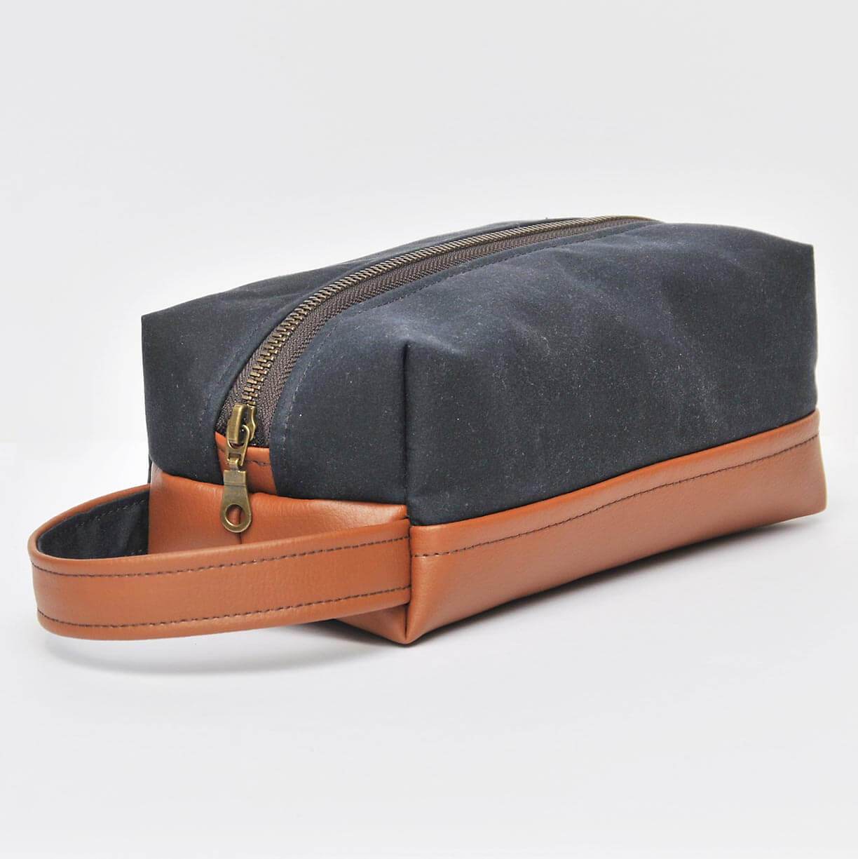 Bag Navy Unisex Recycled Leather Dopp Bag (Toiletries / Wash Bag) homeware shops bristol gift shops bristol Lauren Holloway