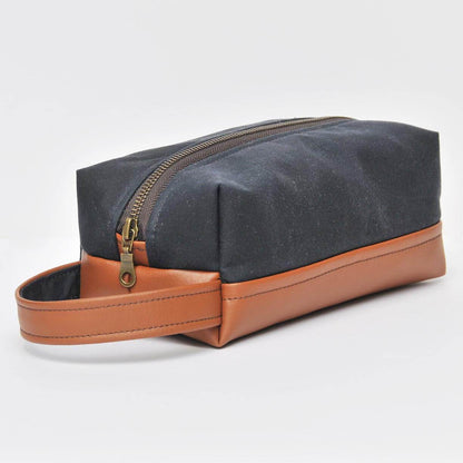 Bag Navy Unisex Recycled Leather Dopp Bag (Toiletries / Wash Bag) homeware shops bristol gift shops bristol Lauren Holloway