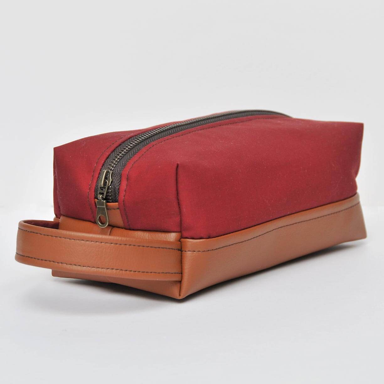 Bag Red Unisex Recycled Leather Dopp Bag (Toiletries / Wash Bag) homeware shops bristol gift shops bristol Lauren Holloway