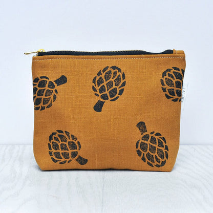 Make Up Bag Mustard / Artichoke Linen Makeup/ Wash Bag homeware shops bristol gift shops bristol Lauren Holloway