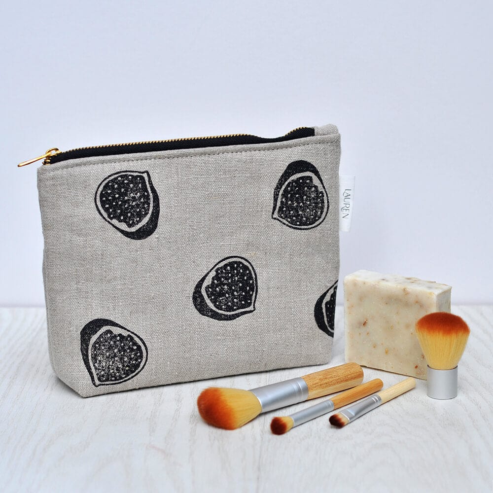 Make Up Bag Natural/ Fig Linen Makeup/ Wash Bag homeware shops bristol gift shops bristol Lauren Holloway