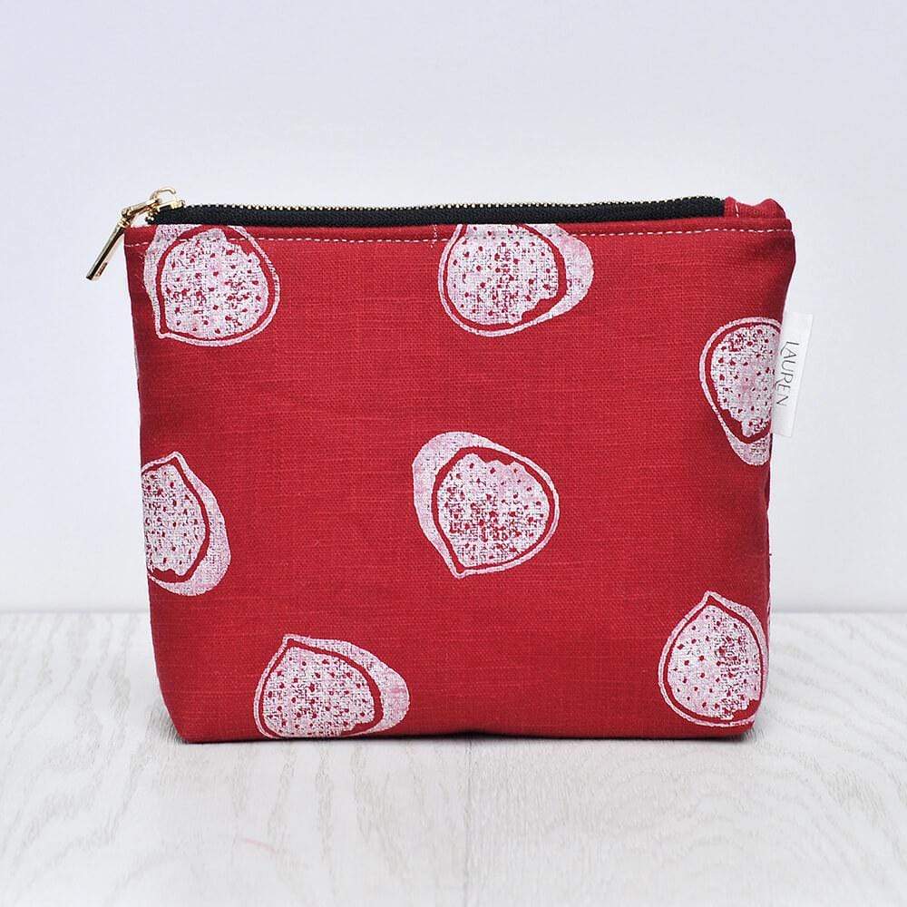 Make Up Bag Red / Fig Linen Makeup/ Wash Bag homeware shops bristol gift shops bristol Lauren Holloway