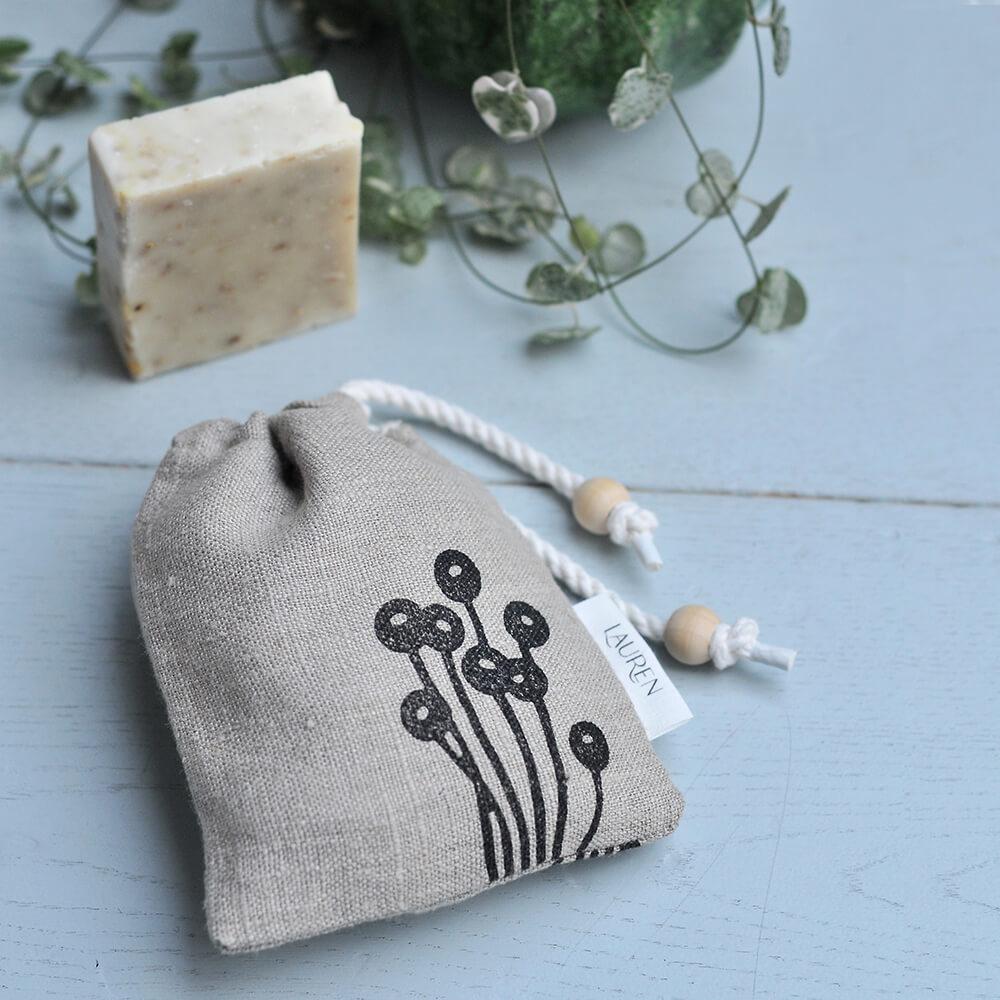 Soap Bag Linen Soap Bag homeware shops bristol gift shops bristol Lauren Holloway
