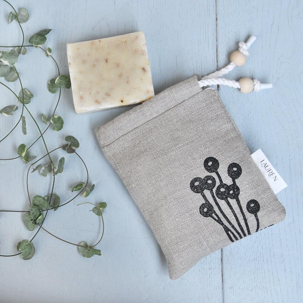 Soap Bag Linen Soap Bag homeware shops bristol gift shops bristol Lauren Holloway