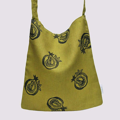 Tote Bag Green / Pomegranate Linen Tote Bag homeware shops bristol gift shops bristol Lauren Holloway