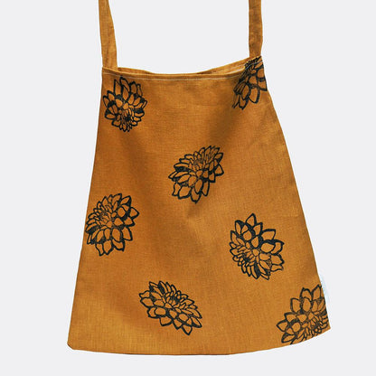 Tote Bag Mustard / Dahlia Linen Tote Bag homeware shops bristol gift shops bristol Lauren Holloway