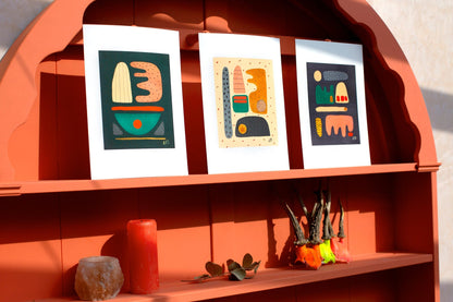 Prints Making Shapes 2 - Cream ((Fine Art Digital Print)) homeware shops bristol gift shops bristol Louise Forster-Smith