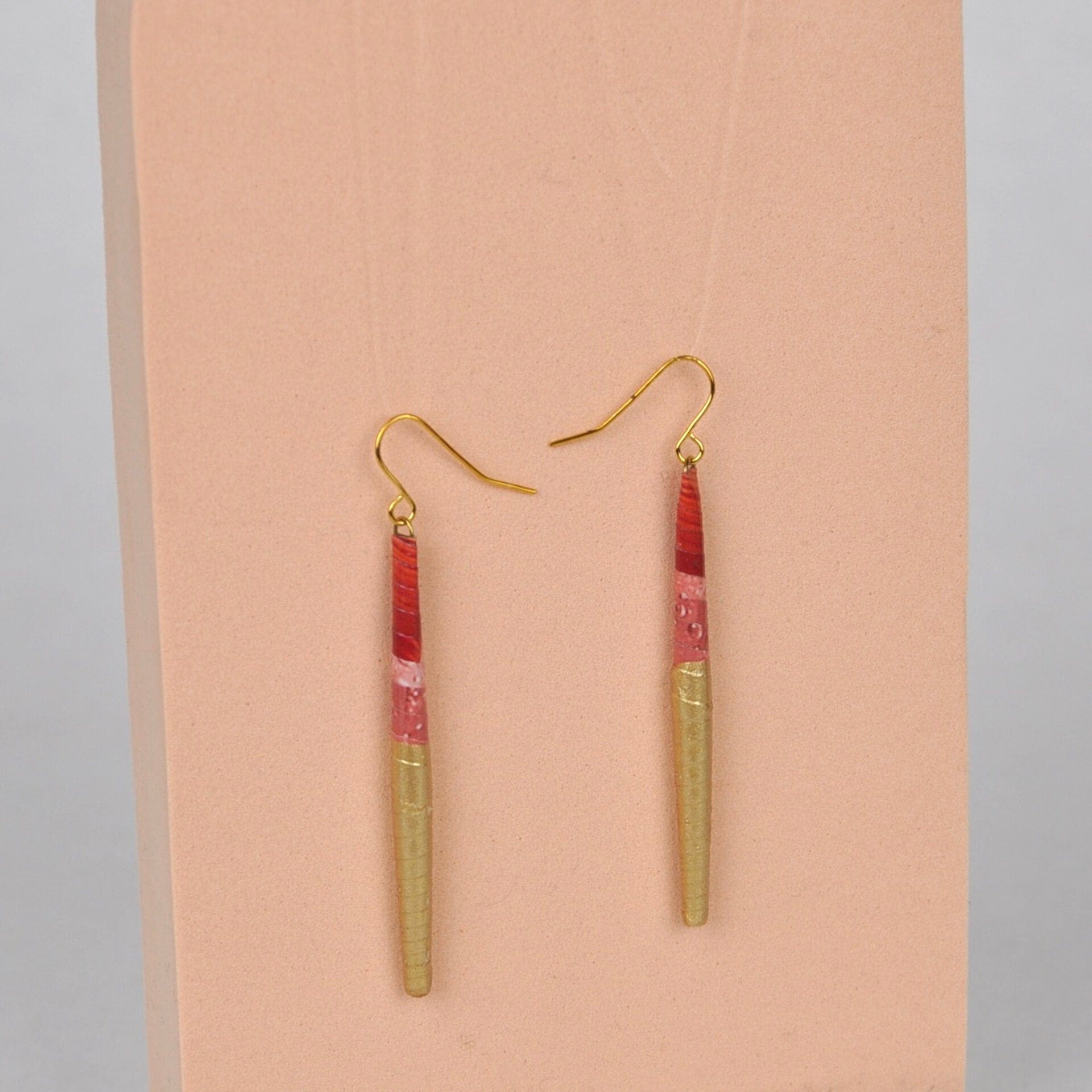 Earrings Recycled Paper Bead Earrings (Gold & Half Colour Options) homeware shops bristol gift shops bristol Quazi Design
