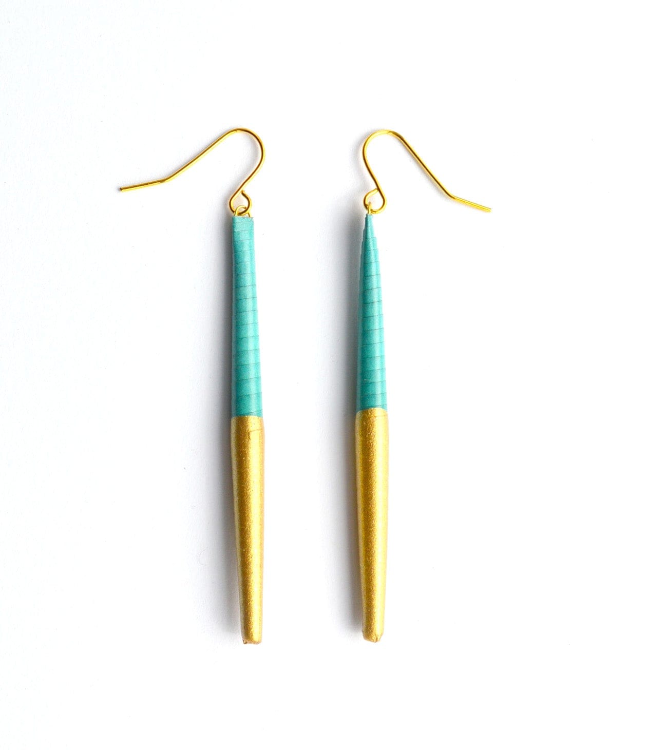 Earrings Turquoise & Gold Recycled Paper Bead Earrings (Gold & Half Colour Options) homeware shops bristol gift shops bristol Quazi Design