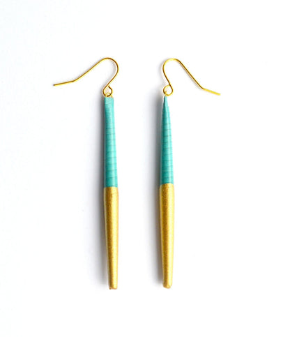 Earrings Turquoise & Gold Recycled Paper Bead Earrings (Gold & Half Colour Options) homeware shops bristol gift shops bristol Quazi Design