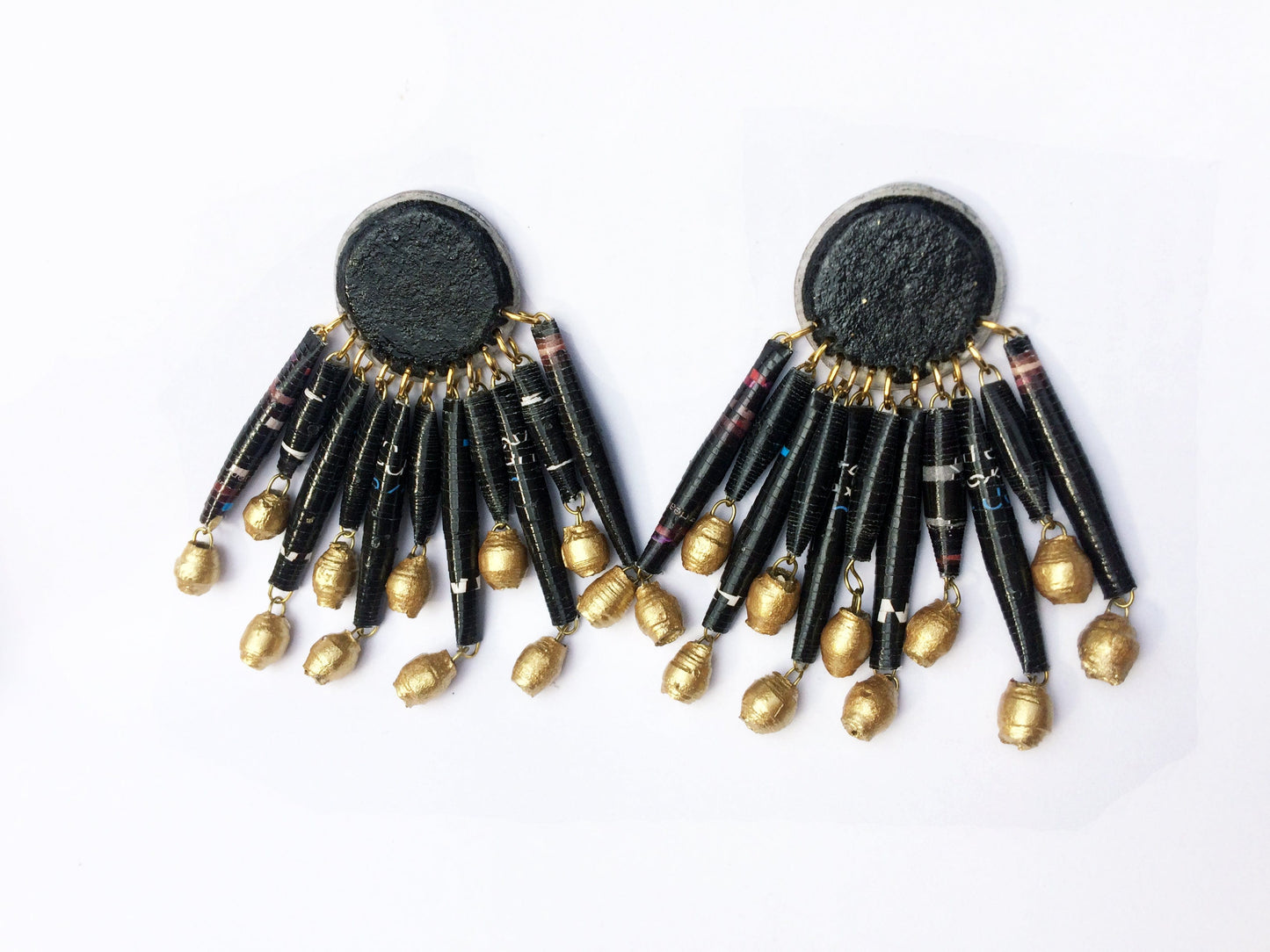 Earrings Black & Gold Recycled Paper Candelabra Earrings (Various Colours) homeware shops bristol gift shops bristol Quazi Design