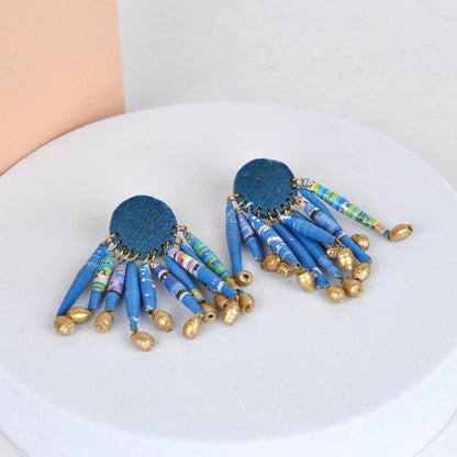 Earrings Blue Recycled Paper Candelabra Earrings (Various Colours) homeware shops bristol gift shops bristol Quazi Design