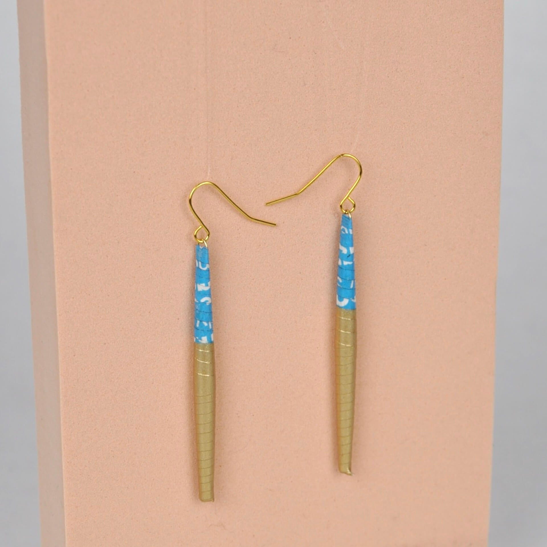 Earrings Recycled Paper Bead Earrings (Gold & Half Colour Options) homeware shops bristol gift shops bristol Quazi Design