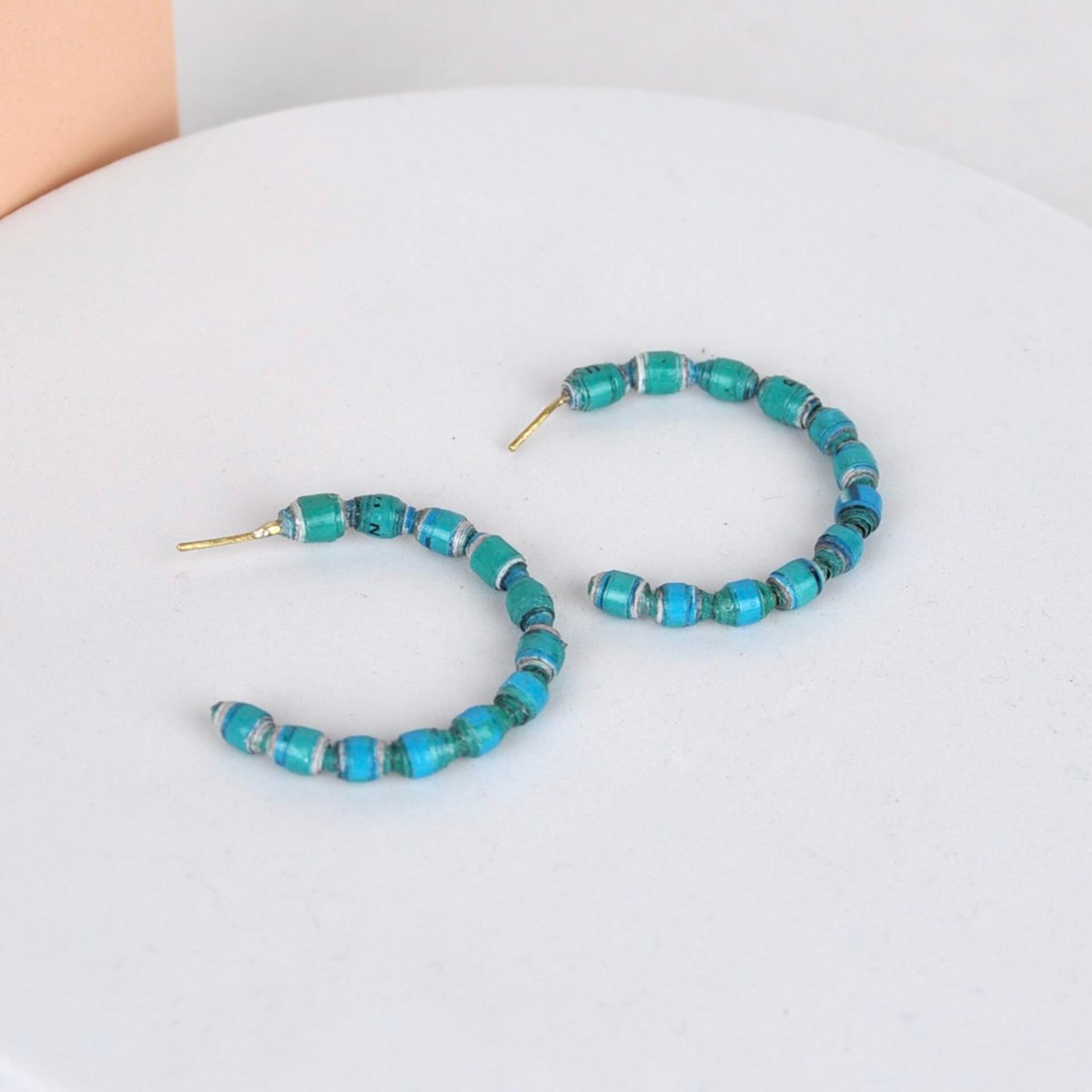 Earrings Blue Recycled Paper Sol Hoop Earrings (Various Colours) homeware shops bristol gift shops bristol Quazi Design