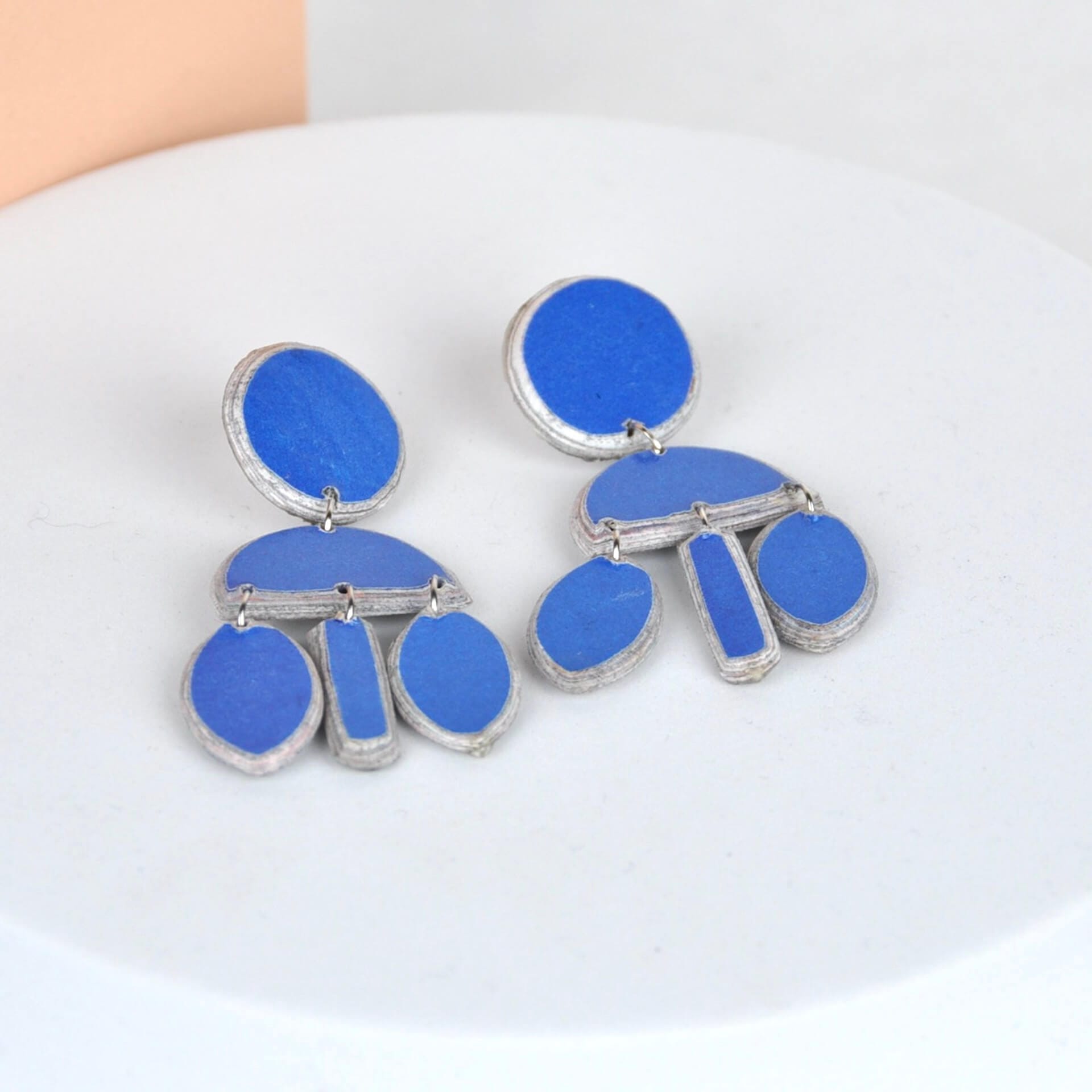 Earrings Bright Blue Recycled Paper Nesta Earrings (Various Colours) homeware shops bristol gift shops bristol Quazi Design