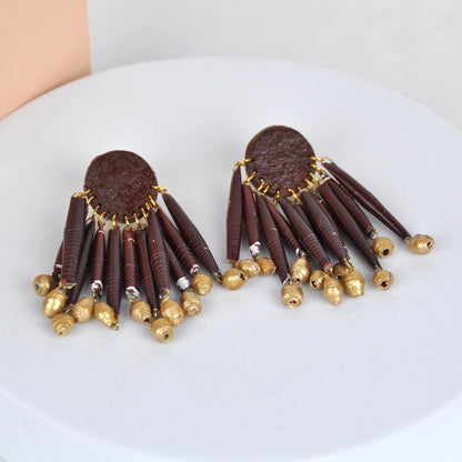 Earrings Brown Recycled Paper Candelabra Earrings (Various Colours) homeware shops bristol gift shops bristol Quazi Design