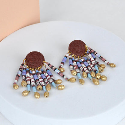 Earrings Burgundy Recycled Paper Candelabra Earrings (Various Colours) homeware shops bristol gift shops bristol Quazi Design
