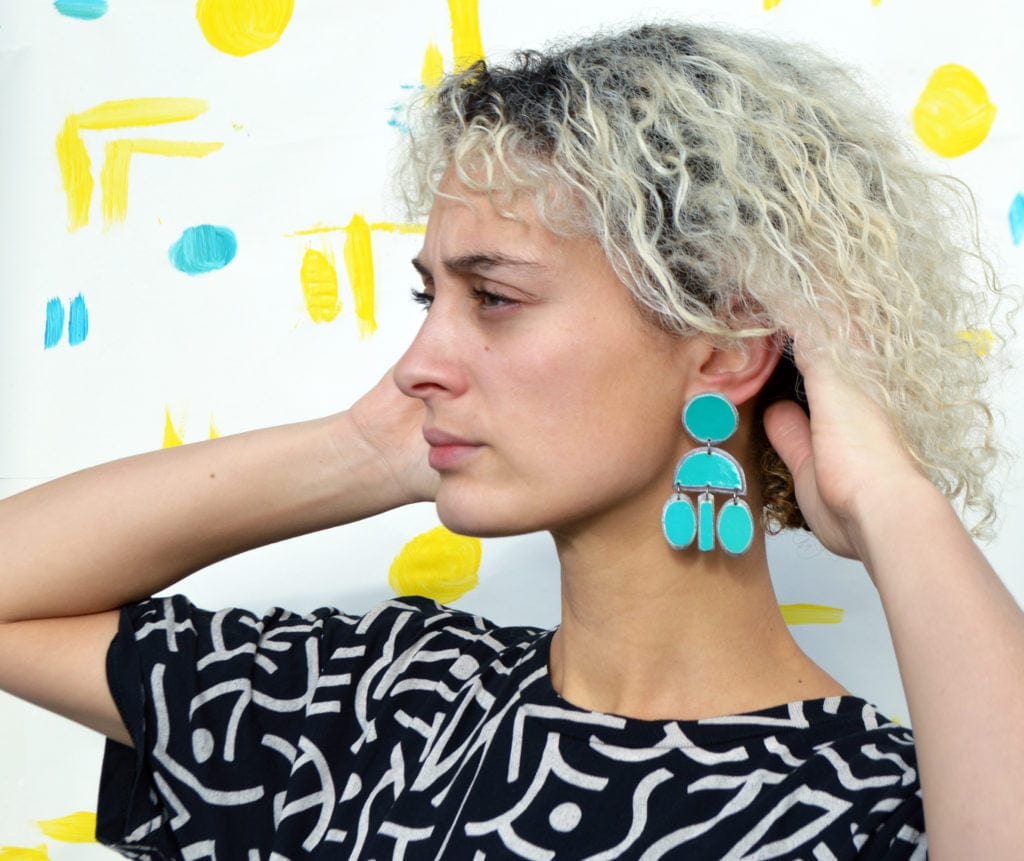 Earrings Turquoise Recycled Paper Nesta Earrings (Various Colours) homeware shops bristol gift shops bristol Quazi Design