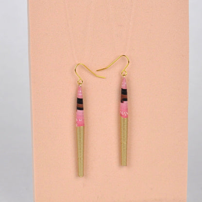 Earrings Pink & Gold Recycled Paper Bead Earrings (Gold & Half Colour Options) homeware shops bristol gift shops bristol Quazi Design