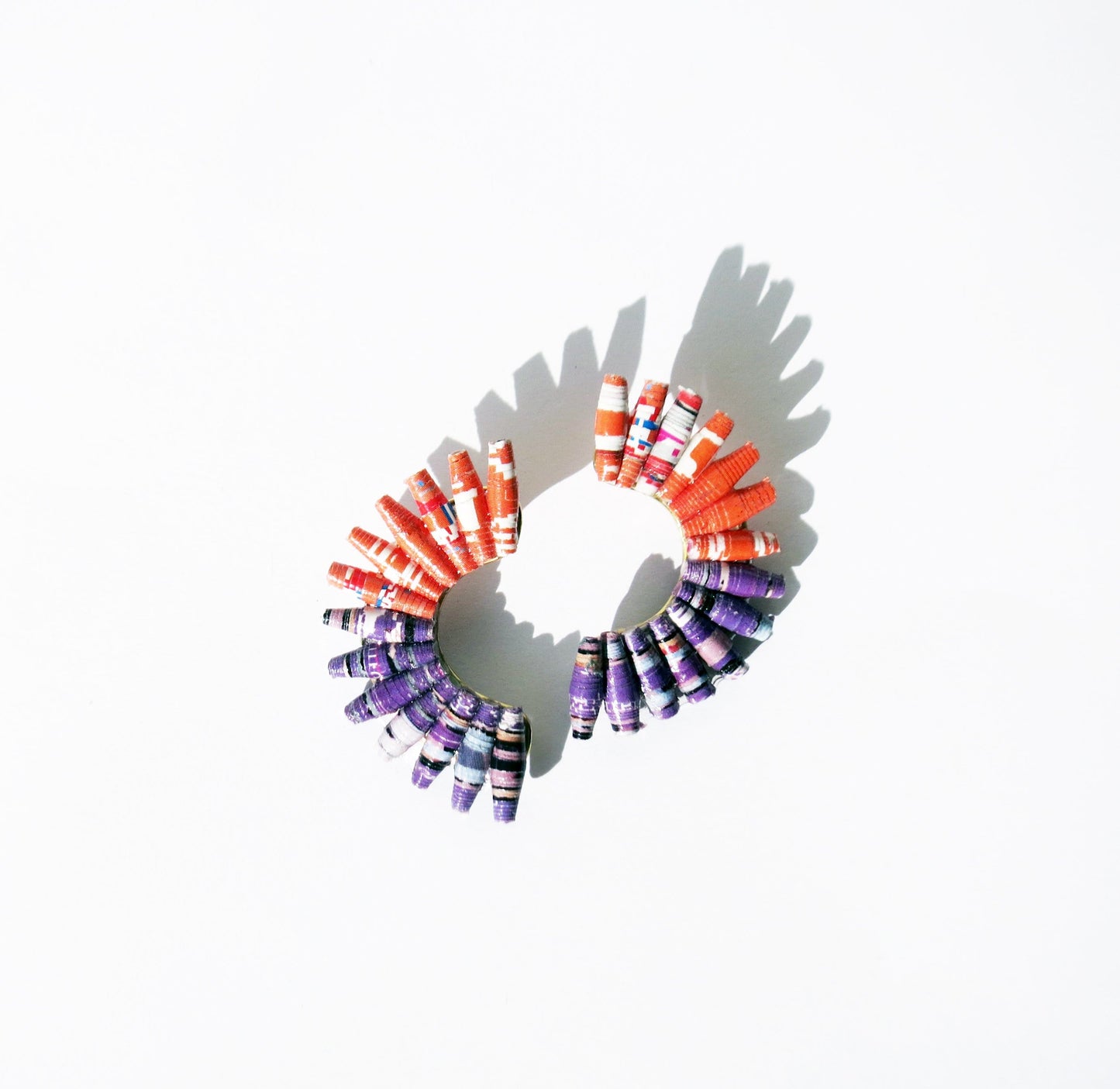 Earrings Purple & Coral Recycled Paper Fan Earrings (Various Colours) homeware shops bristol gift shops bristol Quazi Design