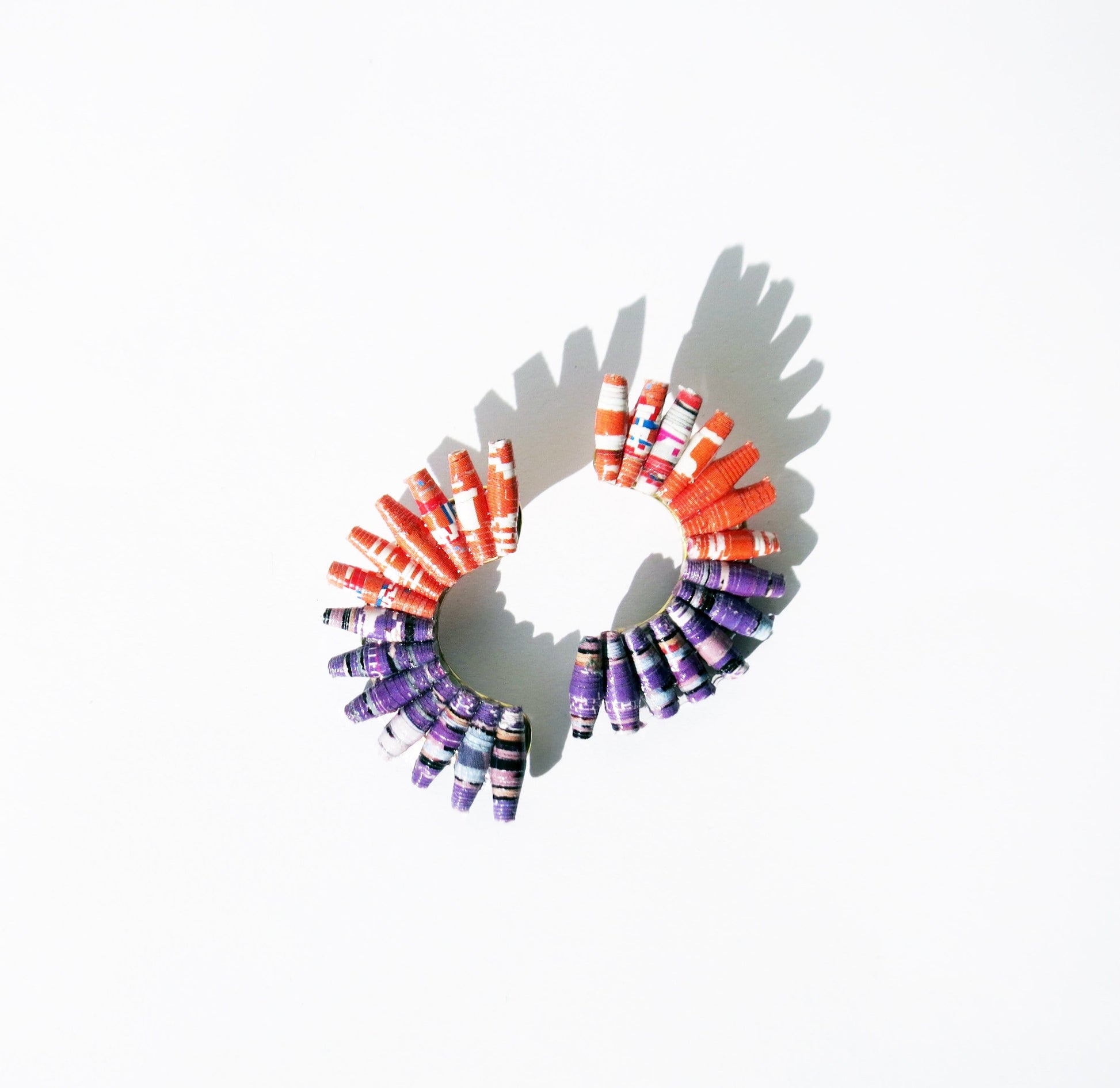 Earrings Purple & Coral Recycled Paper Fan Earrings (Various Colours) homeware shops bristol gift shops bristol Quazi Design